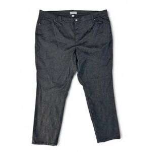 Falls Creek Jeans Size 24‎ (45x29) Black Subtle Paisley Stretch Tapered Leg Plus